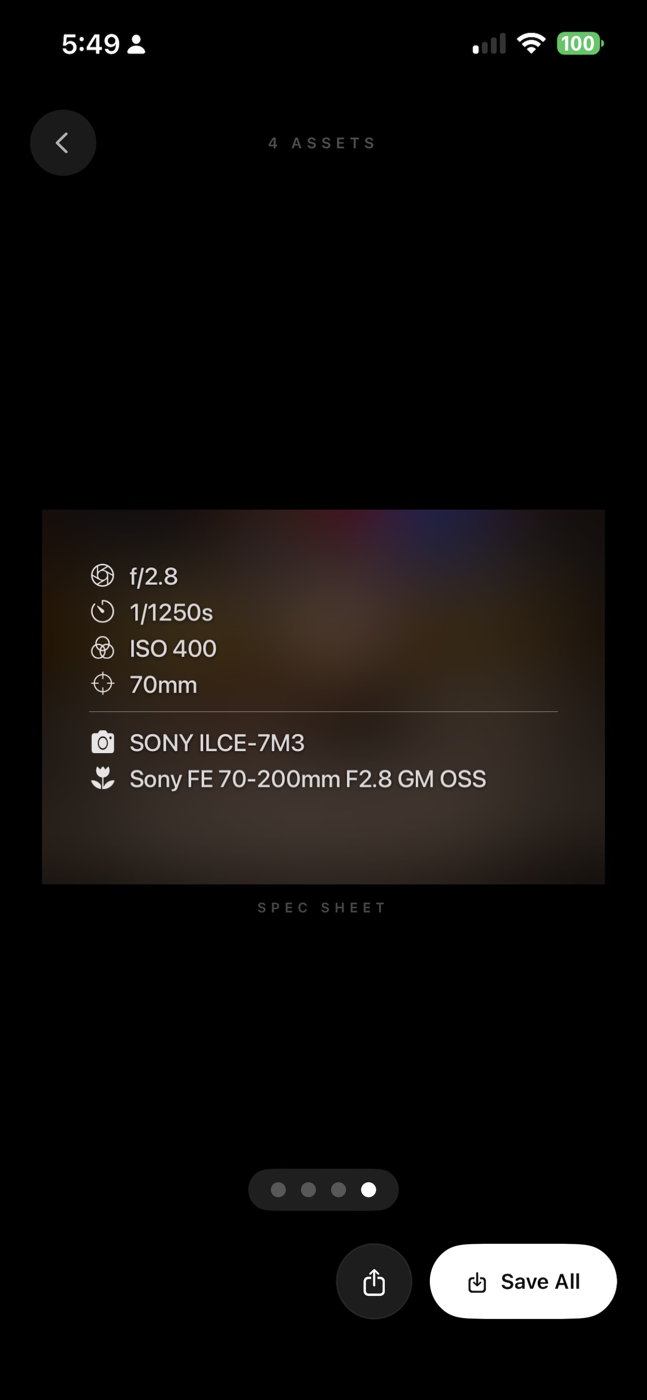 Spec sheet result